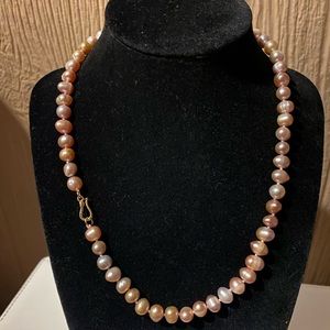 7-8mm. Natural freshwater pearl with natural imperfections necklace